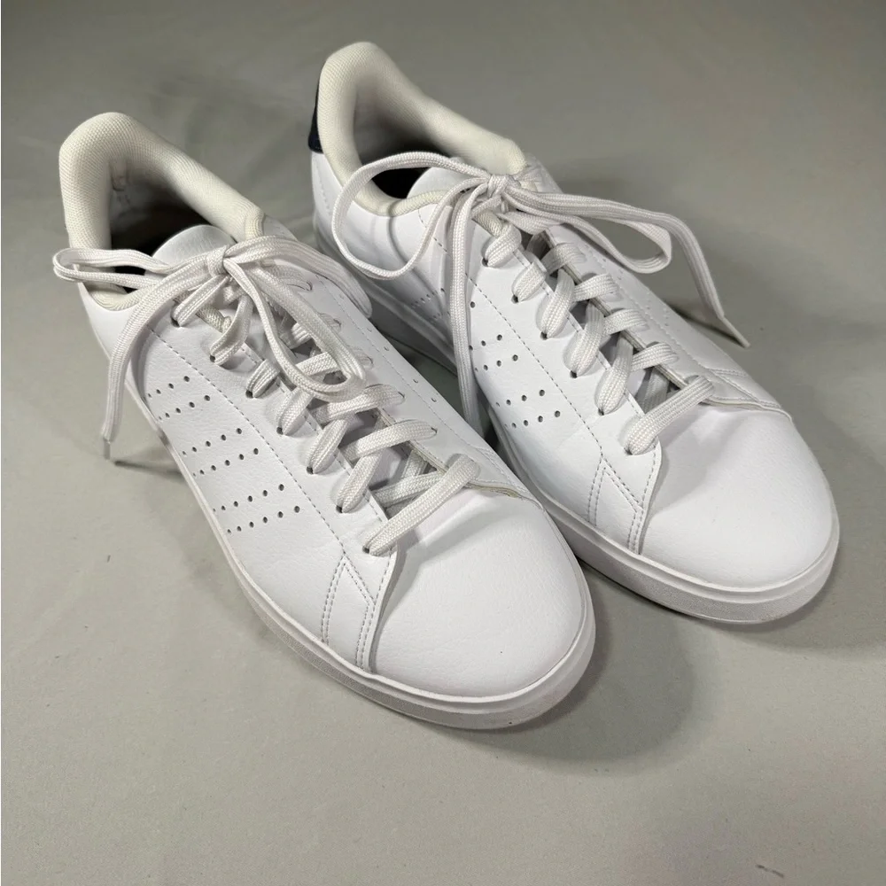 Adidas Advantage White Navy Womens 9 Cloudfoam Sneaker‎